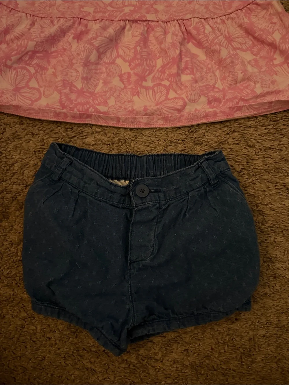 GAP Pink Butterfly Tiered Dress and denim bubble shorts bundle